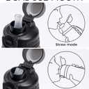 TakeToday Collapsible Water Bottles 21oz (600mL), Foldable Platinum Silicone Travel Water Bottle with Straw & Carry Strap, Leak-Resistant Screw Lid, Wide Mouth, BPA-Free for Hiking, Camping, Travel