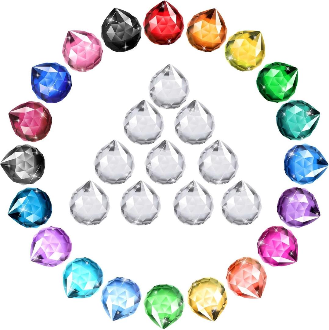 Didaey 30 Pack Crystal Ball 20 mm Prism Suncatcher Sun Catchers Hanging Crystals Prisms for Windows Gift Feng Shui (Multicolor)