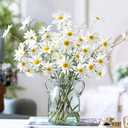 AmyHomie Artificial Daisy Flowers, 10 Bundles Silk Gerber Daisies Bulk, 50 Heads Fake Wildflowers for Home Wedding Party Spring Decor (Milk White