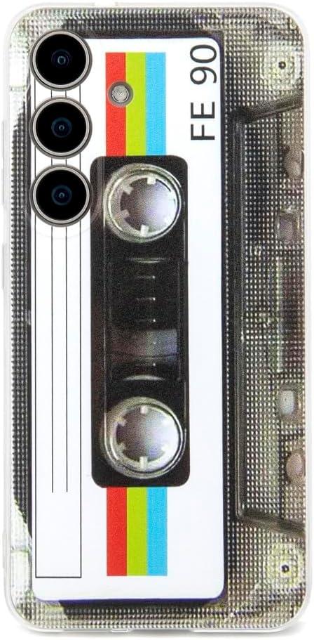FAteamll Case for Galaxy S25 Shockproof Scratchproof with TPU Soft Bumper Retro Cassette Tape Case Compatible with Samsung Galaxy S25