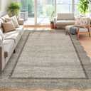 GarveeHome Scalloped Washable Rug 6x9 Rugs for Living Room Modern Brown Nursery Rug Large Area Rug for Bedroom Non Slip Throw Rugs Soft Low Pile Stain Resistant Carpet for Classroom 6 ft x9 ft Brown