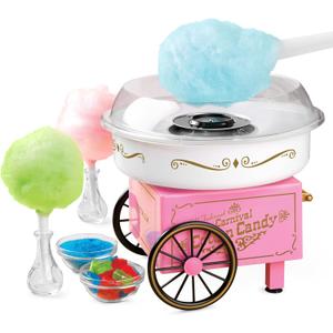 Nostalgia Vintage Hard and Sugar Free Candy Countertop Cotton Candy Maker, Includes 2 Reusable Cones And Sugar Scoop  Pink