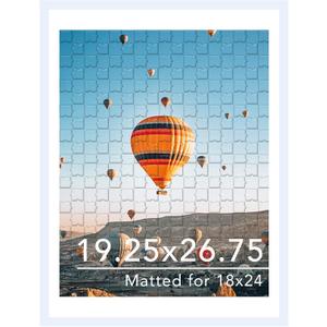 JCJMY 19.25x26.75 Puzzles Frame White, Display 18x24 with Mat or 19.25 x 26.75 without, Wall Hanging 19.25 by 26.75 Picture Frame for Poster Photo Canvas Picture Puzzles, White