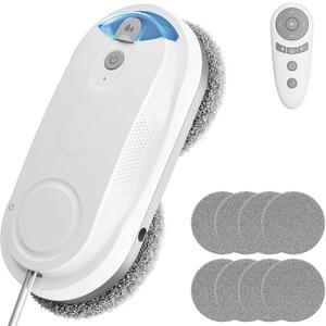 KKI Window Cleaning Robot, Auto Window Cleaner Robot, Dual Spray, Max 3200Pa, AI Path Planning & Edge Detection, Remote Control for Inside/Outside High-Rise Windows,Glass Door,8Cloths, X3 (White)