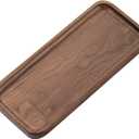 Muso Walnut Serving Tray - Solid Wood Small Rectangle Platter for Bathroom, Dinner, Tea, Coffee (11.8 x 5 in)
