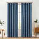 Jinchan Burlap Linen Look Curtains 84 Inches Long Blue Textured Curtains for Living Room Light Filtering Farmhouse Curtain Panels Semi Sheer Country Rustic Bedroom Window Drapes Rod Pocket 2 Panels