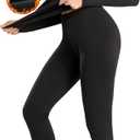 SIMIYA Thermal Underwear Set for Women Long Johns with Fleece Lined Long Sleeves Base Layer Set Top Bottom (XX-Large, Black)