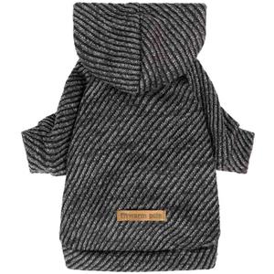 Fitwarm Black Striped Dog Hoodie, Winter Clothes for Small Dogs Boy Girl, Lightweight Pet Hooded Outfit, Black, Silver, XS