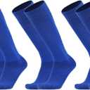 Unisex Athletic Knee High Breathable Compression Solid Tube Soccer Football Sport Socks 3/12 Pairs for Kid Youth Adult (White)