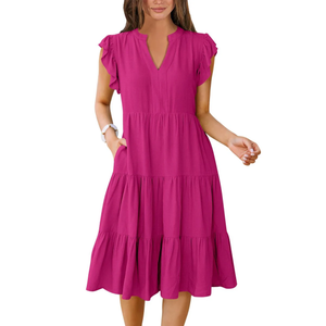 ANRABESS Womens Summer Dress Ruffle Sleeve V Neck Midi Dresses Fashion Casual Fit Flowy Tiered Boho Beach Vacation Sundress Medium ANRABESS Womens Summer Dress Ruffle Sleeve V Neck Midi Dresses Fashion Casual Fit Flowy Tiered Boho Beach Vacation Sundress Medium