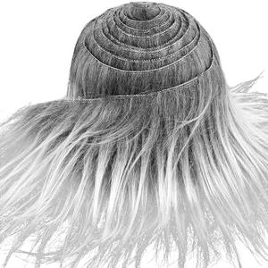 White Grey 8x60Inch Faux Fur Shaggy Plush Faux Fur, Fabric Precut Strips Fluffy Fuzzy Faux Fur, Craft Beard Hair, Beard Miniature Dolls Rugs Mats Gift, Winter Halloween Christmas Costume Party Decor