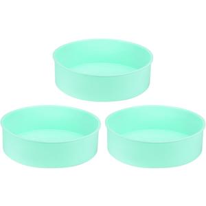 HARFINGTON 3 Pcs Round Cake Pans 7.8" Nonstick Quick Release Silicone Cake Mould Bakeware Tools for Baking Cupcakes Bread Pizza, Green