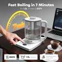 Electric Tea Kettle with Infuser, 1.5L Glass Water Boiler with Temperature Control, 24H Keep Warm & Auto Shut-Off, White