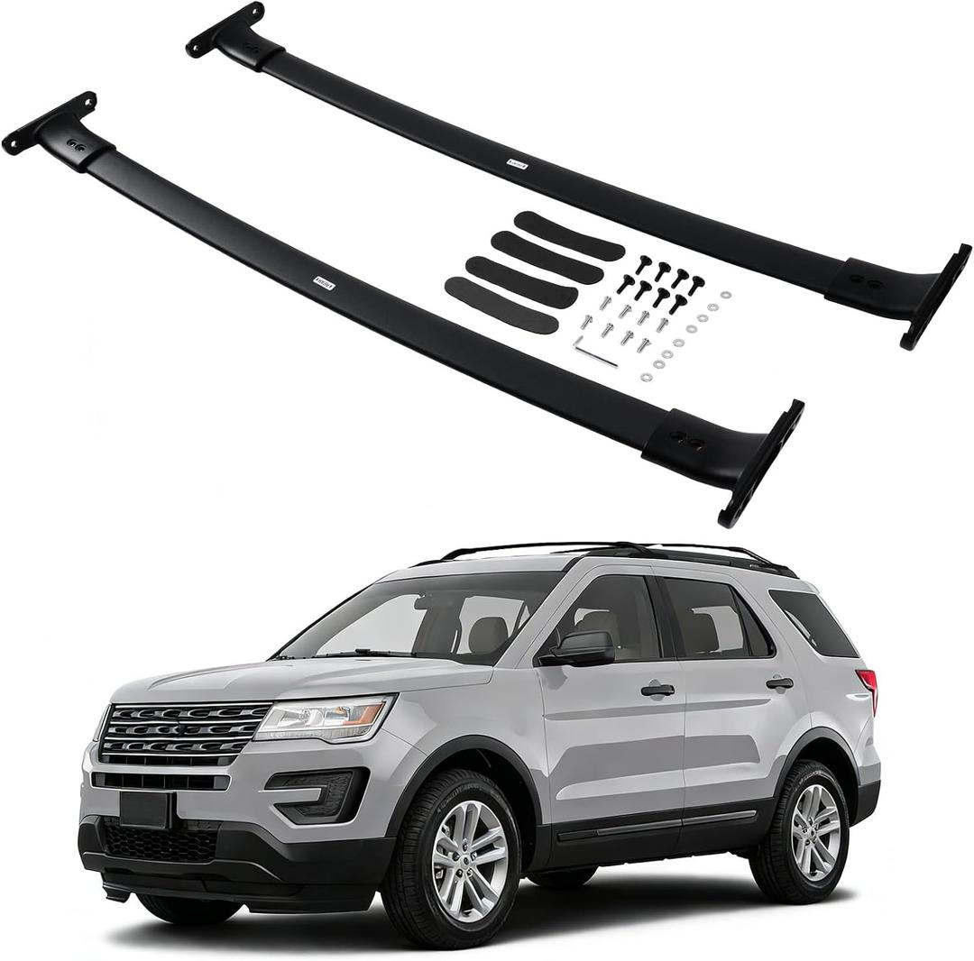 2 PCS Roof Rack Cross Bars Compatible with 2016-2019 Explorer with raised side rails, 220LBS Capacity, Heavy Duty Aluminum Cross Bar for Canoe Kayak Bicycle Skis