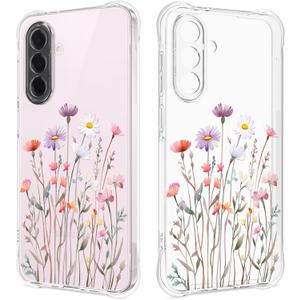 Floral Clear Case for Samsung Galaxy A56 5G for Women Girls,Pretty Phone Cover for Galaxy A56 5G,Flower Design Cute Pattern Slim Soft Drop Proof Protective TPU Bumper Case,FL-37
