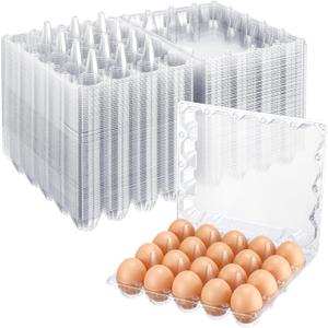 Zubebe 200 Pieces Clear Egg Cartons Plastic Egg Cartons Bulk Empty Chicken Egg Tray Holds Securely Clear Blank Egg Cartons for Chicken Farm Business Market Home Refrigerator Storage(4 x 5 Grids)