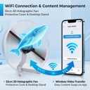 12.6 Inch 3D Hologram Fan with Protective Cover and Desktop Stand, WiFi App Controlled Holographic Display with Remote for Store Counter, Reception Desk, Booth and Indoor Display