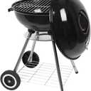 18 Inch Round Kettle Charcoal Grill, Portable Backyard Steel BBQ Oven with Wheels, Outdoor Patio Barbecue Cooker with Ash Catcher for Camping, Picnic, Party