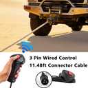 Hand Held Plug-in Wire Electric Winch Remote Controller with 11.48ft Connector Cable 3 Pin, Easy-Install Plug and Play for ATV, Car Off-Road Vehicle, Black