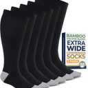 Pembrook 3 Pairs Plus Size Compression Socks Wide Calf - Bamboo Viscose Compression Socks Men XXL, Knee High, Black