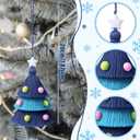 Leinuosen 12 Pcs Christmas Tree Ornament 4.8 Inch Yarn Tassel Christmas Hanging Ornament Handmade Macrame Xmas Tree Decor (Blue)