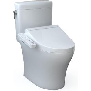 Aquia IV Cube 2-Piece 1.28 GPF Dual Flush Elongated ADA Comfort Height Toilet in Cotton White, C2 Washlet Seat Included