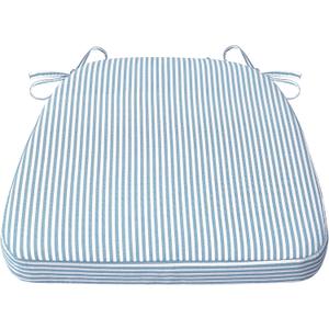Accessories D-Shaped Chair Cushions, 2" Thick Dining Chair Pads with Ties and Removable, Machine-Washable Cover, 17" x 16", Pinstripe Blue