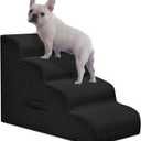 Mesa Lemon Dog Steps for Small Dogs, 4-Step Pet Ramp Stairs for High Beds and Sofa, Non-Slip Pet Stairs for Small Dogs and Cats, Removable and Easy to Clean Cover, Black