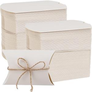 MANCHAP 200 PCS 3.5 x 2.5 Inch White Kraft Paper Pillow Boxes, Small White Candy Boxes, Thank You Treat Boxes for Party Favors, Proposal, Wedding