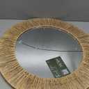 24 Inch Jute Mirror, Large Coastal Boho Round Mirror with Rustic Natural Jute Frame, Farmhouse Wall Decor Accent Handwoven for Bathroom, Bedroom, Living Room, or Entryway
