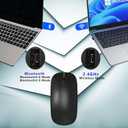 WREANU Wireless Bluetooth Mouse Rechargeable Laptop Mice with LED Lights Silent Slim Use(BT5.2 and 2.4G Portable USB) Dual Mode Computer Mouse for Laptop/iPad/Tablet/Apple/Computer/Mac (Black)