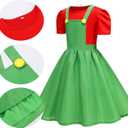 Brothers Costume for Girls Dress up Halloween Cosplay Outfit with Hat (Green)