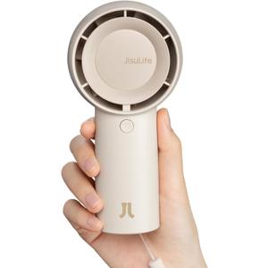 JISULIFE Handheld Portable Turbo Fan [16H Max Cooling Time], 4000mAh USB Rechargeable Personal Battery Operated Mini Small Pocket Fan with 5 Speeds for Travel/Outdoor/Vacation/Concerts - Brown