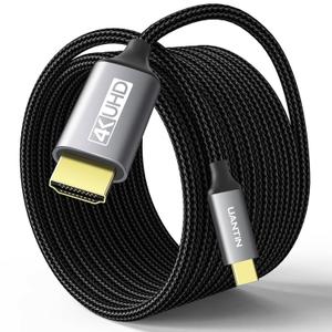 USB C to HDMI Cable 10Ft | 4K High-Speed USB 3.1 Type-C to HDMI Cord [Thunderbolt 3/4 Compatible] with MacBook Pro/Air,Galaxy S8 to S23,iPhone 15/16, iPad Pro, iMac, Surface