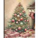 GSPQAZ Christmas Tree Wall Art - Festive Holiday Canvas Print for Vintage Christmas Decor 16x24inch-Unframed