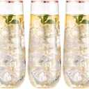SUT 36 PCS Stemless Champagne Flutes 9 Oz - Shatterproof Plastic Toasting Glasses with Rose Gold Rim, Elegant Disposable Cups for Weddings, Parties, Mimosas & Cocktails
