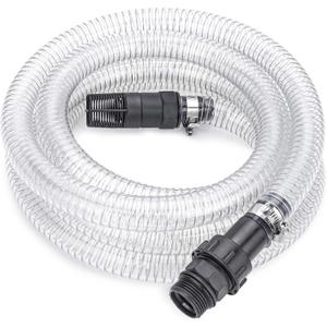 Green Expert 1" ID Inlet Hose Kit with End Valve and Threaded Adapter, 13-Foot Transparent PVC Pipe for Shallow Well Pumps Booster system Water Intake, All-in-One Easy Installation Pump Accessory