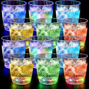 12 Pcs 10 oz Plastic Light up Glasses LED Cups for Halloween Christmas Night Drinking Liquid Activated Glow Party Favor Multicolor Neon Shot Glasses for Disco Bar