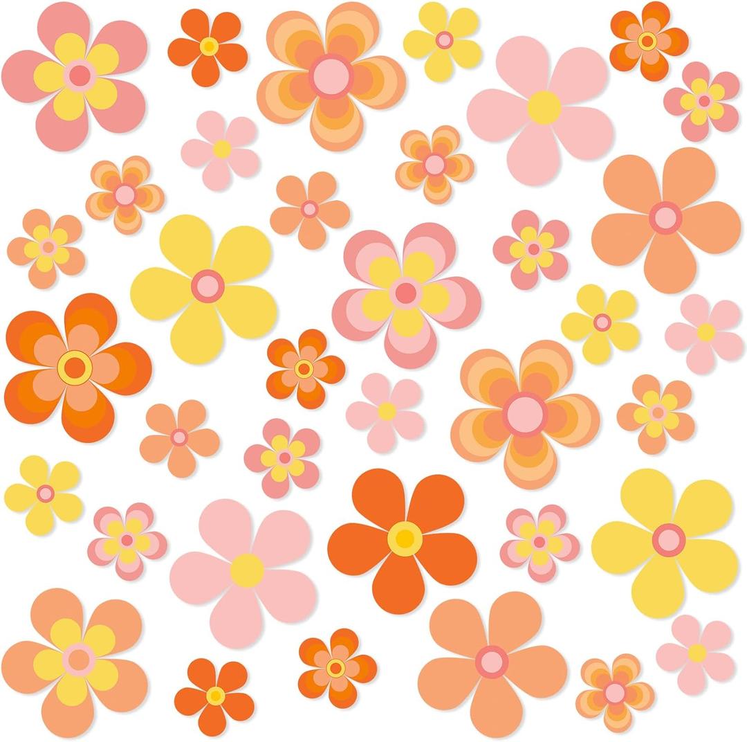 Faccito 45 Pcs Boho Daisy Cutouts Groovy Daisy Flower Bulletin Board Cutouts Hippie Daisy Party Decorations for Classroom Preschool Retro Groovy Theme Birthday Party Favors Supplies