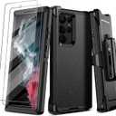 Pilaru for Samsung Galaxy S22 Ultra Case with Belt Clip Holster:16FT Military Grade Drop ProtectionCase+ Belt Clip Holster Heavy Duty/Shockproof Rugged with Screen Protector for S22 Ultra-Black