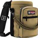 NATURE PIONEOR Insulated Water Bottle Holder with Shoulder Strap for Half/One Gallon 64oz/128OZ Sports Water Jugs Bottles, Carrier/Pouch Sleeve for Outdoor Camping, Hiking,Gym (Brown)