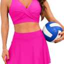 Aqua Eve Two Piece Bikini Skirt Swimsuit - 2 Piece Bathing Suits for Women High Waisted with Pockets 2025 Swimwear (Medium, Hot Pink)