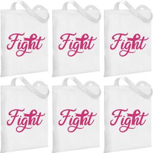 6 Pcs Breast Cancer Awareness Canvas Tote Bag Fight Gift Set Breast Cancers Gifts for Women Chemo Patients