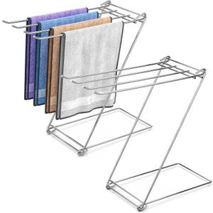 Kitchen Towel Holder, 4-Arm Kitchen Towel Rack for Drying Dishcloths Hand Towels, Foldable Free Standing Hand Towel Holder for Countertop Bathroom Kitchen Organization RV Essentials, 2 Pack
