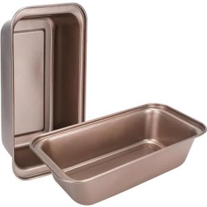 2pack Loaf Pan, 10inch Banana Bread Pan, Non-Stick Banana Bread Pan, Stackable Bread Pans for Homemade Bread, 10x5inch Small Bread Pans for Baking (Gold)