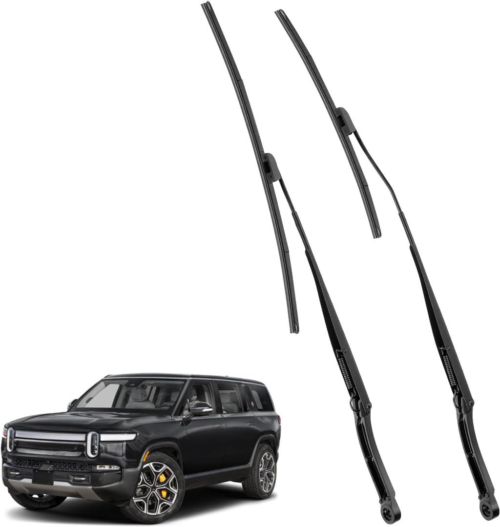 Complete Windshield Wiper Arm Kit with Wiper Blades, Fit for Rivian R1S 2022 2023 2024, Windshield Wiper Arm Replacement (Front Left & Right)