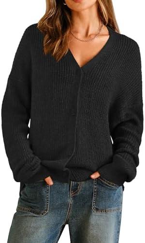 Arach&Cloz Women's Mohair Wool Blend Fall Chunky Business Cardigan Sweaters 2025 Size XL