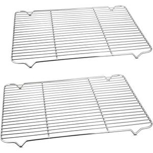 P&P CHEF Cooling Baking Rack Pack of 2, 16.6" x 11.5", Stainless Steel Cooling Racks for Cooking Baking Roasting Grilling Drying, Dense Wires & Smooth Edge, Easy to Clean, Silver