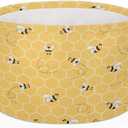 FengQuGou Cute Yellow Bee Large Storage Basket Honeycomb Bee Round Laundry Basket with Handle Organization Collapsible Storage Bins Box Hamper for Kids Toy Clothes Nursery Bedroom Living Room Decor