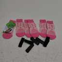 EXPAWLORER 6Pcs Anti Slip Dog Socks to Prevent Licking Paws, Dog Shoes for Winter, Double Sides Dog Boots & Paw Protectors Booties for Hardwood Floors with Grippers Small Medium Large Senior Dogs, M (Pink)